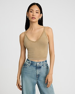 Body Contour Seamless Ribbed Washed V-Neck Cami