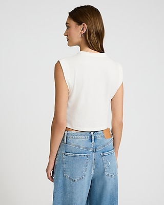 Embellished Crew Neck Cropped Muscle Tank