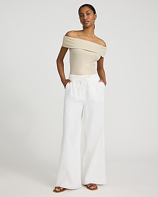 Shine Fitted Ribbed Off The Shoulder Overlay Top