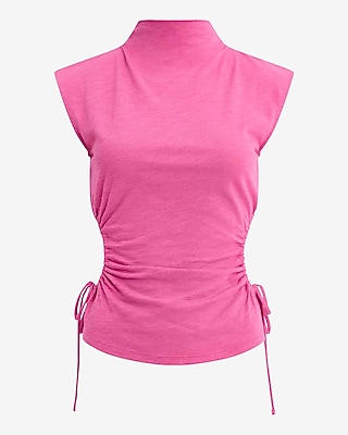 Mock Neck Side Tie Cutout Tank