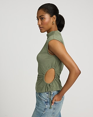 Mock Neck Side Tie Cutout Tank - image 2