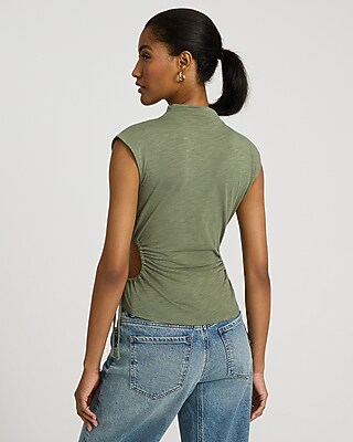 Mock Neck Side Tie Cutout Tank - image 3