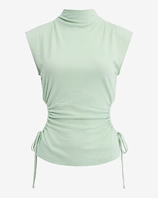 Mock Neck Side Tie Cutout Tank