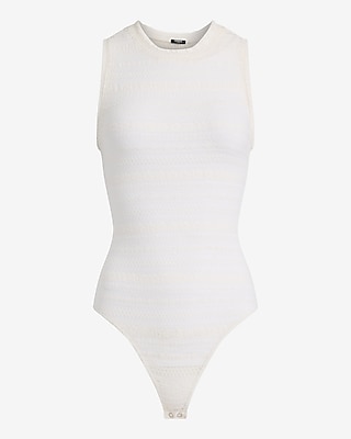 Sheer Lace Crew Neck Sleeveless Bodysuit