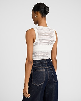 Sheer Lace Crew Neck Sleeveless Bodysuit - image 3