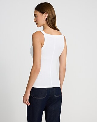 Fitted Ribbed Square Neck Tank