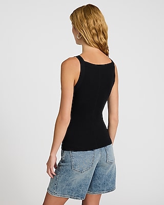 Fitted Ribbed Square Neck Tank