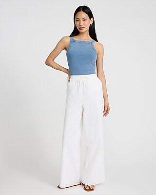 Washed Fitted Ribbed Square Neck Tank