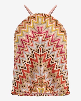 Printed Crochet Halter Bubble Tank