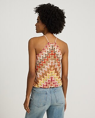 Printed Crochet Halter Bubble Tank