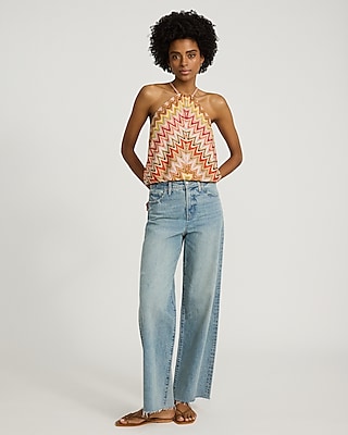Printed Crochet Halter Bubble Tank