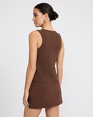 Studio Stretch Crepe Novelty Hardware Cutout Knit Tank
