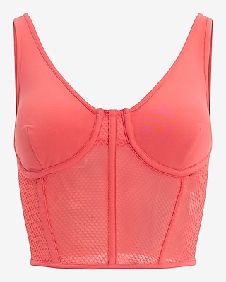 Mesh V-Neck Corset Cropped Tank