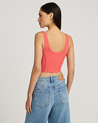 Mesh V-Neck Corset Cropped Tank