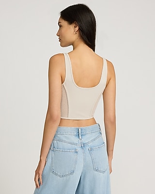 Mesh V-Neck Corset Tank