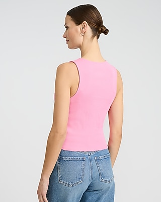 Ribbed Button Front Knit Vest