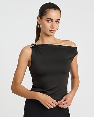 Relaxed Twisted Asymmetrical One Shoulder Top | Express