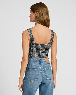 Tweed Scoop Neck Corset Tank