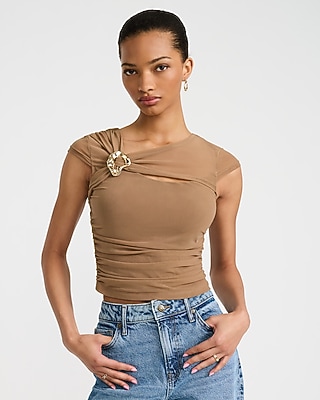Hardware Mesh Crossover Cap Sleeve Tee