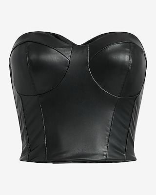 Body Contour Faux Leather Corset Cropped Tube Top