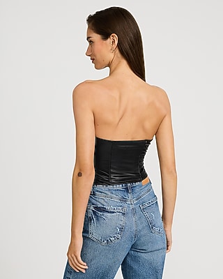 Body Contour Faux Leather Corset Cropped Tube Top