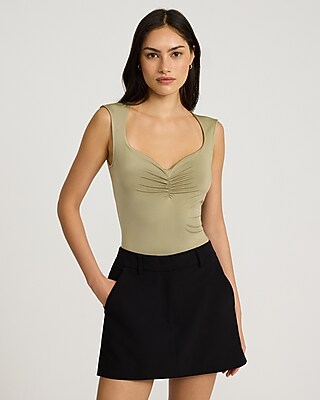 Body Contour Compression Sweetheart Ruched Bodysuit | Express