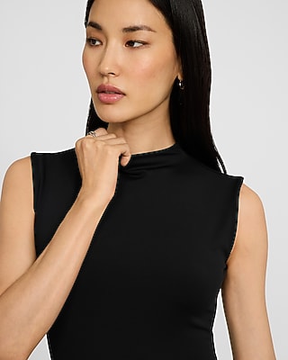 Body Contour High Compression Mock Neck Cap Sleeve Bodysuit
