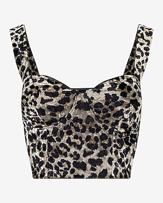 Velvet Leopard Sweetheart Corset Cropped Tank