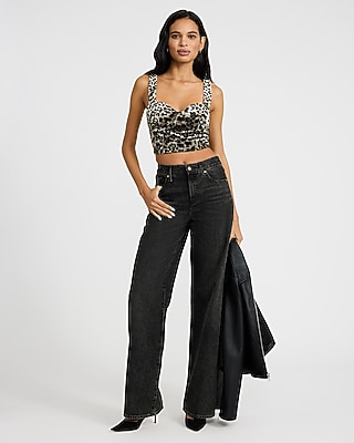 Velvet Leopard Sweetheart Corset Cropped Tank