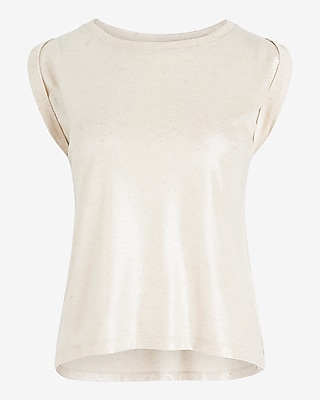 Linen-Blend Shine Crew Neck Muscle Tank