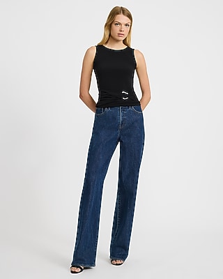 Crew Neck Hardware Belted Ruched Waist Tank