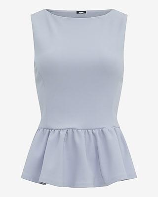 Crepe Boat Neck Peplum Tank
