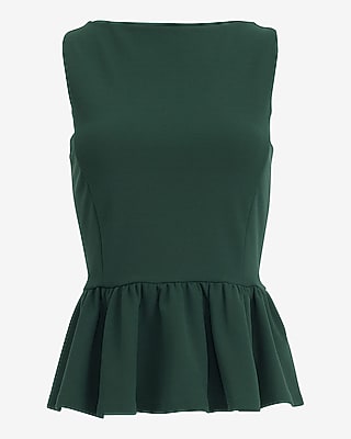 Crepe Boat Neck Peplum Tank