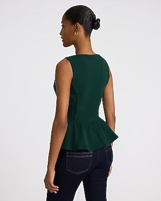 Crepe Boat Neck Peplum Tank