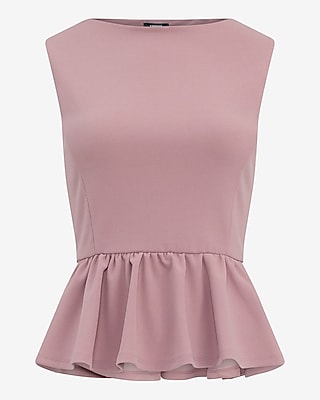 Crepe Boat Neck Peplum Tank