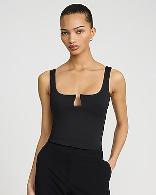 Body Contour Light Compression Stretch Cotton Boat Neck Tank | Express