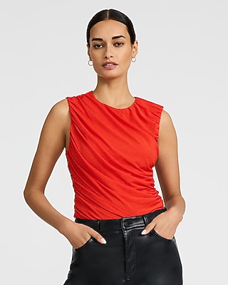 Ruched Crepe Crew Neck Tank - image 5