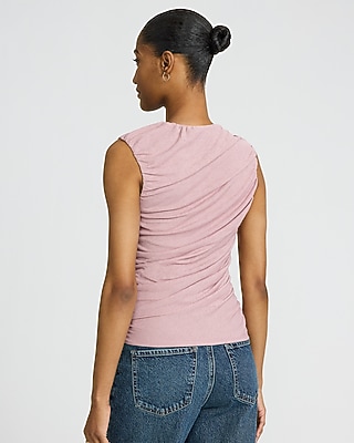 Ruched Crepe Crew Neck Tank - image 2
