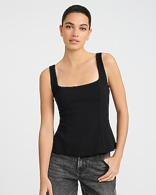 Studio Stretch Crepe Bow Back Peplum Tank