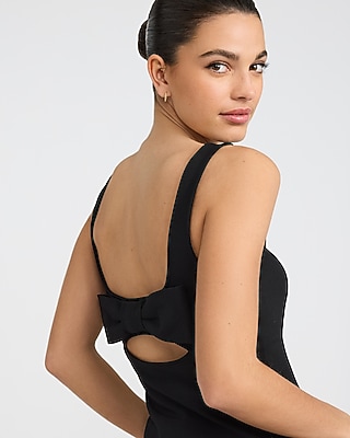 Studio Stretch Crepe Bow Back Peplum Tank