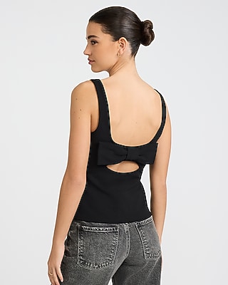 Studio Stretch Crepe Bow Back Peplum Tank