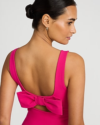 Studio Stretch Crepe Bow Back Peplum Tank