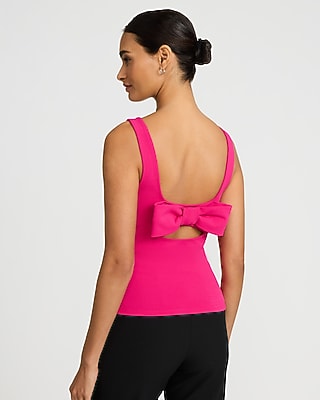 Studio Stretch Crepe Bow Back Peplum Tank