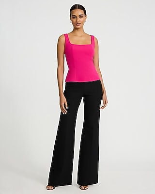 Studio Stretch Crepe Bow Back Peplum Tank