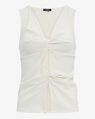 Crepe V-Neck Twist Front Tank