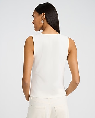 Crepe V-Neck Twist Front Tank