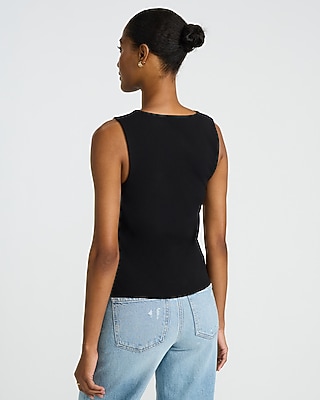 Crepe V-Neck Twist Front Tank