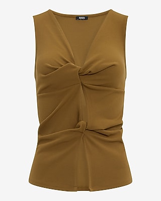 Studio Stretch Crepe V-Neck Twist Front Tank