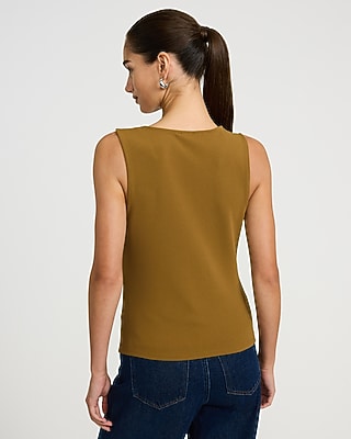 Studio Stretch Crepe V-Neck Twist Front Tank