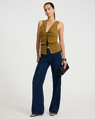 Studio Stretch Crepe V-Neck Twist Front Tank